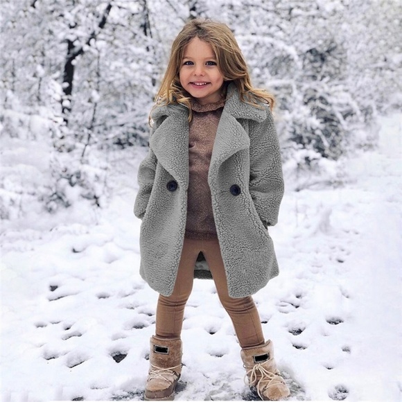 Baby Girl Fashion Faux Fur Long Teddy Coat Casual - Picture 3 of 4
